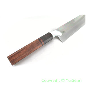 YuiSenri VG-10 Mirror Finished Gyuto with Octagonal Bubinga Handle, forged by Satoshi Nakagawa