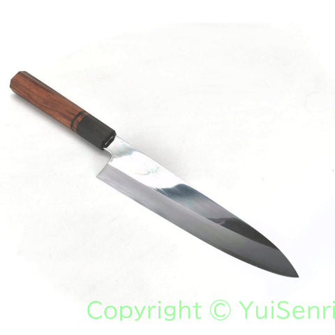 YuiSenri VG-10 Mirror Finished Gyuto with Octagonal Bubinga Handle, forged by Satoshi Nakagawa