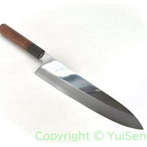 YuiSenri VG-10 Mirror Finished Gyuto with Octagonal Bubinga Handle, forged by Satoshi Nakagawa