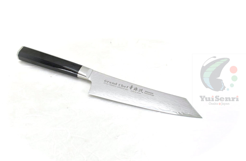 Sakai Takayuki GRAND CHEF SEIGAIHA 45 Layers Damascus BOHLER SP Steel Kengata Santoku 160 mm