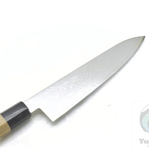 Yoshihiro Ginsan Damascus Gyuto 210 mm - Stainless Chef's Knife with Excellent Edge Retention and Easy Maintenance, Magnolia Handle