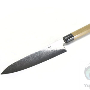 Yoshihiro Ginsan Damascus Gyuto 210 mm - Stainless Chef's Knife with Excellent Edge Retention and Easy Maintenance, Magnolia Handle