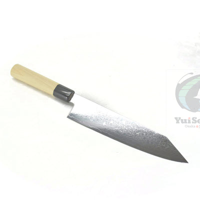 Yoshihiro Ginsan Damascus Kiritsuke Gyuto 210 mm - Stainless Chef's Knife with Excellent Edge Retention and Easy Maintenance, Magnolia Handle