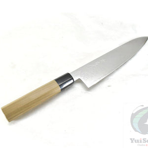 Yoshihiro Ginsan Damascus Gyuto 210 mm - Stainless Chef's Knife with Excellent Edge Retention and Easy Maintenance, Magnolia Handle