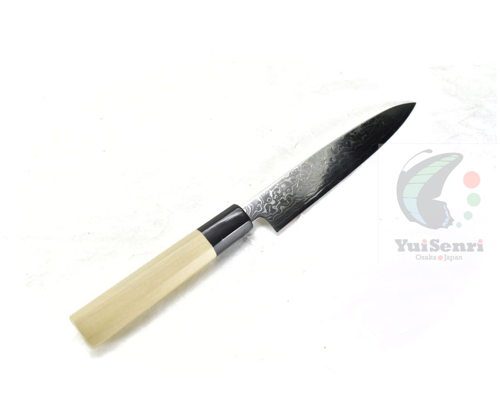 Yoshihiro Ginsan Damascus Paring Knife 150 mm - Stainless Chef's Petty with Excellent Edge Retention and Easy Maintenance, Magnolia Handle