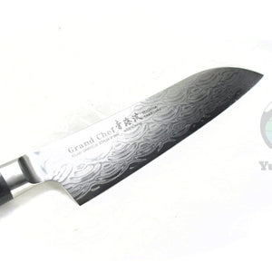 Sakai Takayuki Grand Chef Seigaiha Santoku 180 mm – 45-Layer Damascus Böhler N685 Stainless Steel Japanese Multi-Purpose Knife
