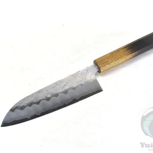 YuiSenri Ginsan Nashiji Finish, Chef's Santoku - Stainless Chef's Santoku with Excellent Edge Retention and Easy Maintenance, Oak Handle