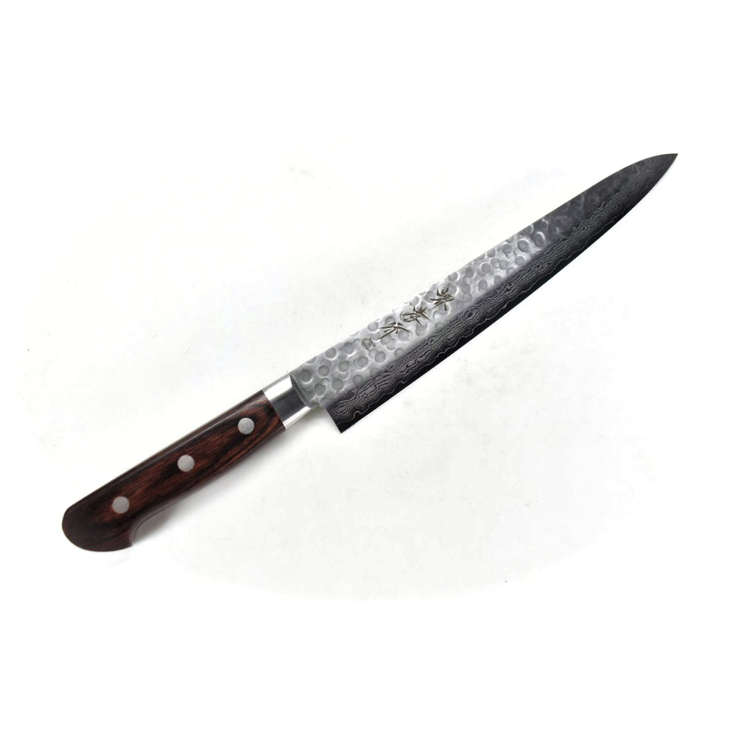 Sakai Takayuki VG-10 17 Layers Hammered Damascus Sujihiki 240 mm - Stainless Steel Chef's Slicer with Excellent Balance of Sharpness and Durability