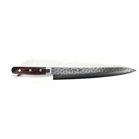 Sakai Takayuki VG-10 17 Layers Hammered Damascus Sujihiki 240 mm - Stainless Steel Chef's Slicer with Excellent Balance of Sharpness and Durability