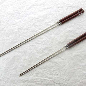 Professional Stainless Tempura Chopsticks with Wooden Handle