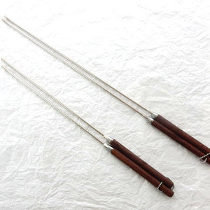 Professional Stainless Tempura Chopsticks with Wooden Handle