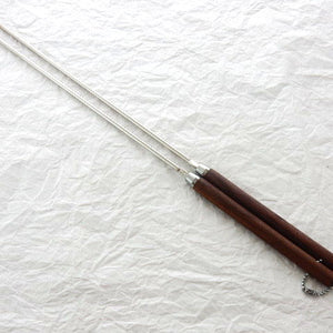 Professional Stainless Tempura Chopsticks with Wooden Handle