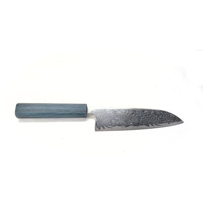 SUKEMATSU 67Layers Nikkel Damascus SPIRALED Santoku, Blue Lacqured Oak