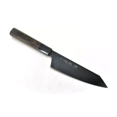 KUROKAGE VG-10 Hammered Kengata Santoku 160 mm Black Octagonal Wenge Handle